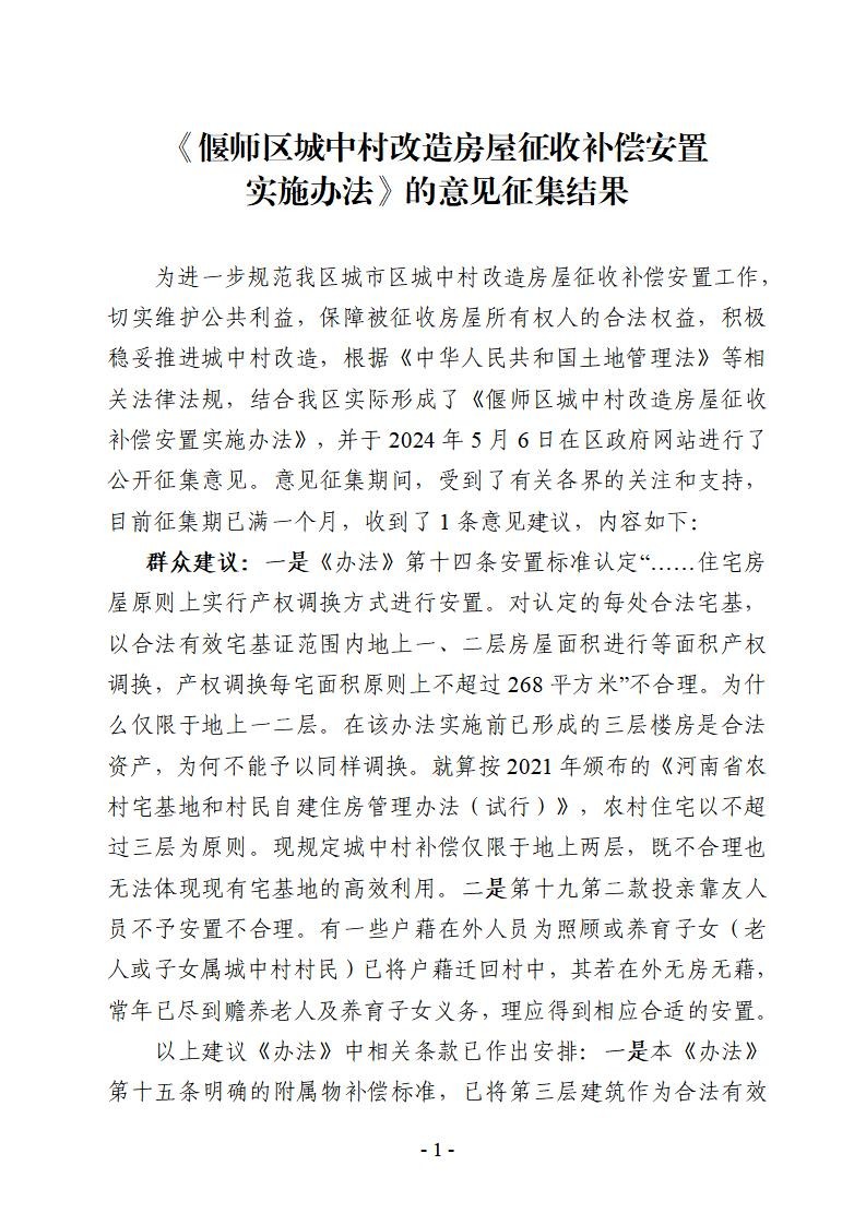 hth登录网页入口城中村改造房屋征收补偿安置实施办法的意见征集结果(改)_01.jpg